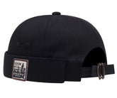 Mens Black Docker Cap Brimless Hats Beanie Hat Skull Cap Worker Sailor Cap Rolled Cuff Retro Docker Hat